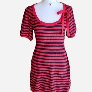 VTG Juicy Couture Red and Black Striped Cashmere Mini Dress